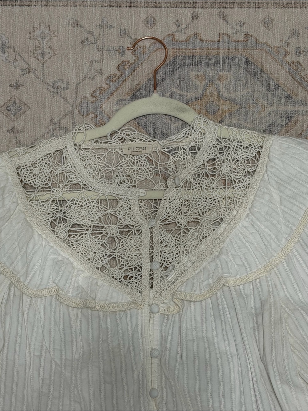 Pilcro Long Sleeve Eyelet Cutwork Blouse - Picture 2 of 5